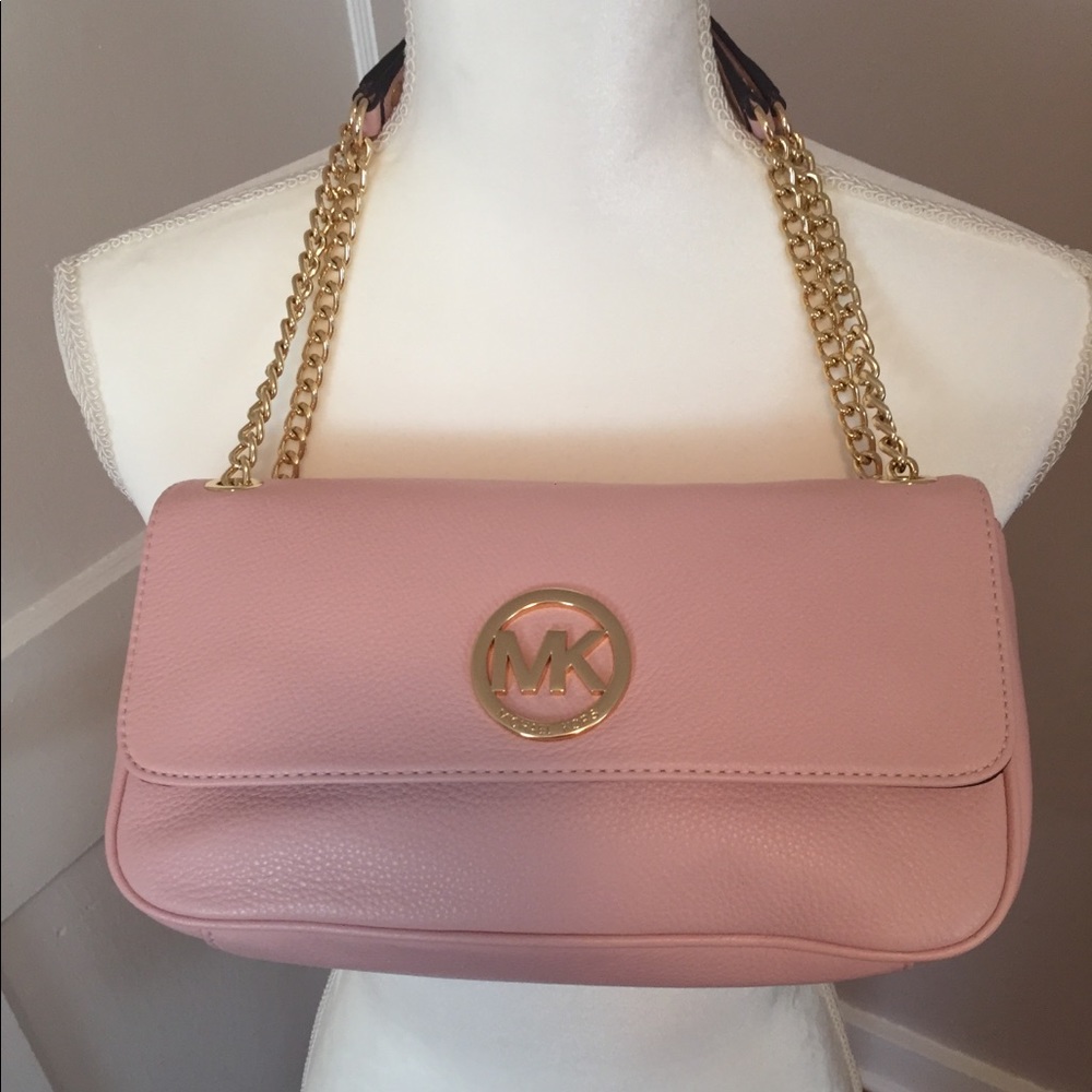 Michael Kors Pink Handbag with Gold Chain Strap